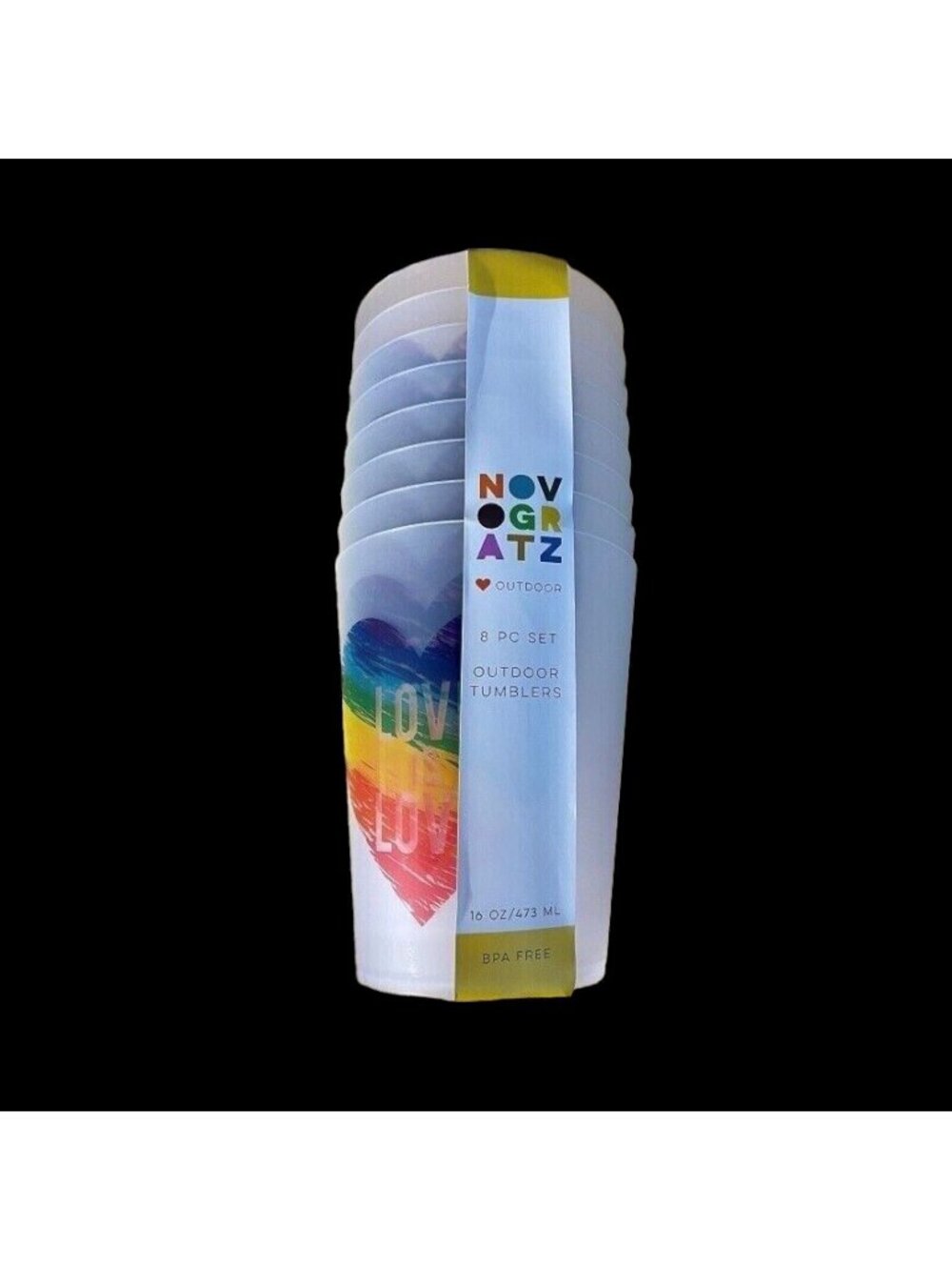 Novogratz Love is Love Outdoor Cups 16oz Set BPA Free LGBTQ Pride New